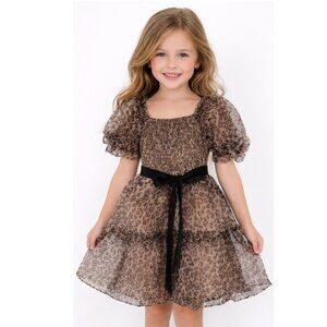 NWT Badgley Mischka Girls Leopard Dress - 6 -  Special Occasion